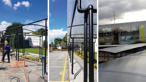 Adecuación pérgola en policarbonato y estructura metálica
