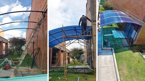 Estructura metálica para cubierta curva en policarbonato